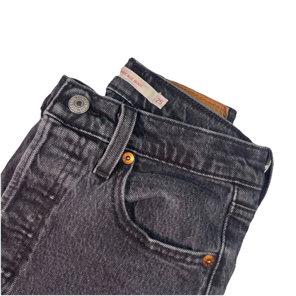 Levi's Women's 25 X‎ 33 Ribcage Boot Jeans Premium Black Denim EUC